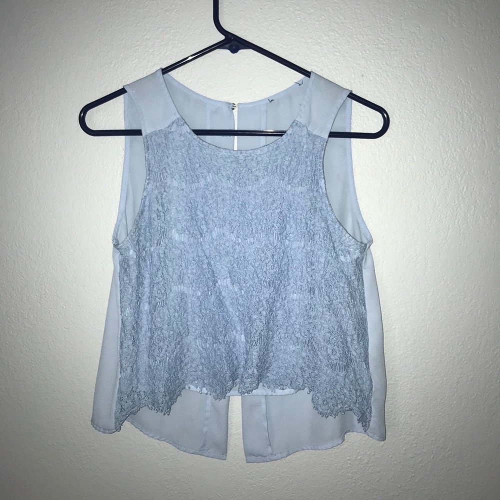 lacey patterned open back top
